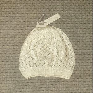 Minicci White Shimmer Crochet Beanie
